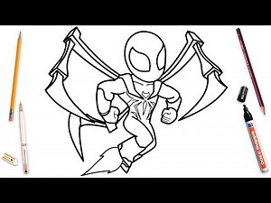 How To Draw Iron Spider Man Easy Step By Step | Marvel Super Hero Art Lesson