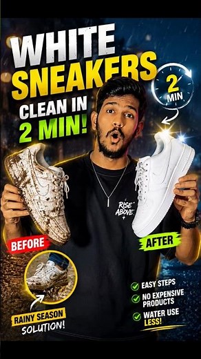 White Sneakers Clean in 2 Minutes 🤯 Easy Cleaning Hack #fashion #sneakers #shorts