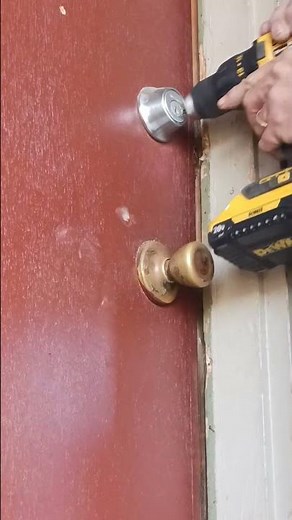 life hack how to drill dead bolt lock the EASY way #construction #hack