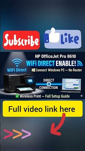 How to Enable Wifi Direct On Hp officejet pro 8610 printer and Connect on Windows PC. Wireless print
