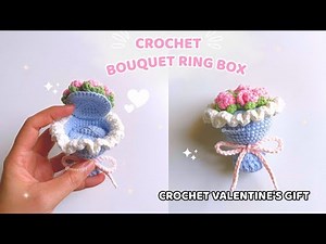 How to crochet bouquet ring box step by step 💐 💍 Crochet valentine's gift ❤️ ✨ #movadiy