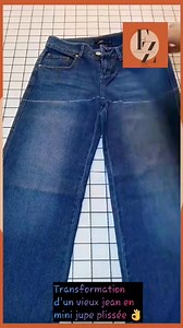 20K views · 91 reactions | Transformation d'un vieux jean en mini jupe plissée | Fashion Zone | Facebook