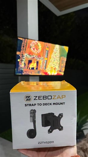 Busra Ozkan on Instagram: "✨🎄 Bringing the holiday magic outdoors! @zebozap With the ZeboZap Strap to Deck Mount, we can safely set up our TV anywhere and enjoy cozy Christmas vibes under the stars. So easy, sturdy, and perfect for family moments ❤️ SKU: ZZTVS2011 #ZeboZap #ZZTVS2011 #OutdoorTV #HolidayVibes #NewYearMagic"