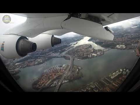 WHAT A VIEW! Stunning Avro RJ100 Takeoff from Bromma, Downtown Stockholm!! [AirClips]