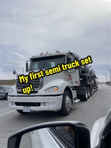 My first semi truck set up! Back in early 2022. Freightliner Columbia with a 7 car cottrell! #freightliner #catapillar #carhauler #trucking #truckdriver