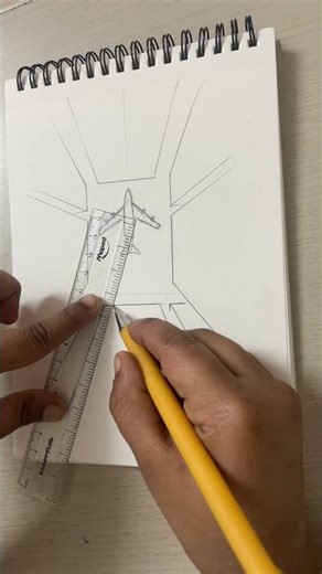 Drawing a 3D aeroplane going above building part 1 #art #drawing #areoplane ￼