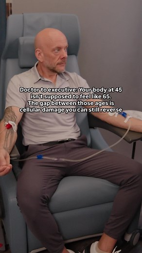 Doctor to executive: Your body at 45 isn't supposed to feel like 65 🧬 The gap between those ages is cellular damage that you can still reverse. You wake up stiff. Need multiple coffees to function. Recover slowly from workouts. Forget names. Gain weight despite eating clean 😴 You think, "This is just what 45 feels like." It's not ❌ That 20-year gap you're feeling? It's measurable cellular dysfunction: Mitochondria damaged 🔋 Years of stress, poor sleep, and toxins have broken your energy engin