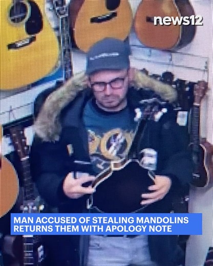 NEW TONIGHT: A man accused of stealing from a Teaneck music store earlier this week has returned the instruments with a shocking apology note. https://tinyurl.com/49786hzj | News 12 New Jersey