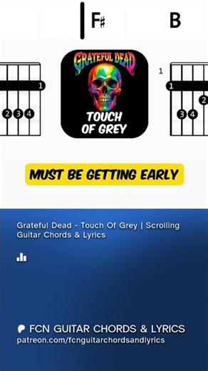 Grateful Dead - Touch Of Grey | Scrolling Guitar Chords & Lyrics #chordsandlyrics #guitarchords