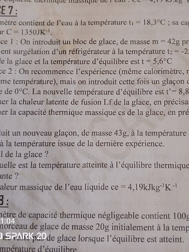 Exercice Corrigé de Calorimétrie en Classe de Première S