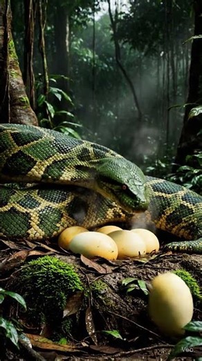 Giant Anaconda Lays Eggs Deep in Jungle Nest