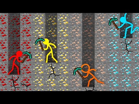 Stickman vs Minecraft Animation ~ CAVE with Diamonds SURVIVAL Animasi vs Minecraft Fight