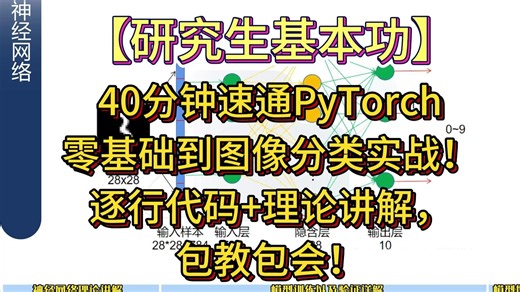 【研究生基本功】40分钟速通PyTorch！零基础到图像分类实战！逐行代码 理论讲解，包教包会！