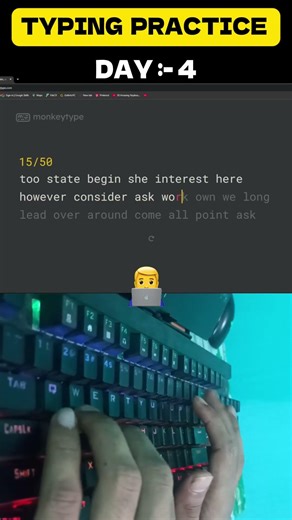 DAY 4 - MASTER TYPING 90 WPM 🤯🤯 #fasttyping #keyboard #shorts