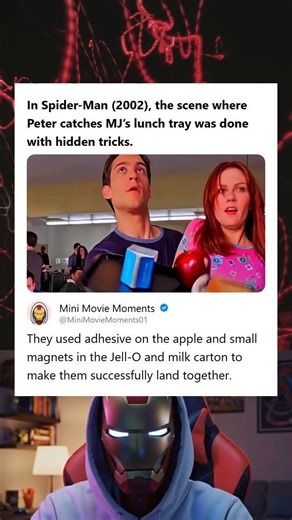 Spider-Man 2002 Peter Catches MJs Lunch Tray Using Hidden Tricks like Adhesive and Magnets