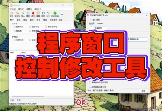程序窗口控制修改工具，可以随意地控制窗口的大小以及窗口程序内的文本，还有一大堆附加功能。