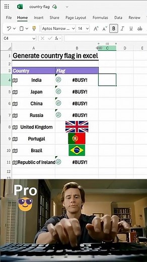 Generate Country Flags in Excel 🚩🔥 | Easy Formula Trick!