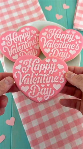 Easy Cookie Decorating | Valentine Cookies with Stencils #royalicingcookies #valentinesbaking
