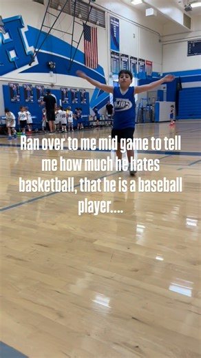 Gader Ibrahim on Instagram: "When your kid leaves the game to run over to me for hugs but tells me how much he hates basketball 😂😂😂 #baseball #basketball #baseballseason #momlife #kids"
