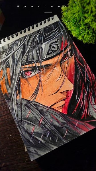 ​Itachi Uchiha: The Most Detailed Watercolor You'll See Today #animedrawing #itachi