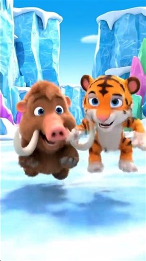 Baby Mammoth & Ice Tiger Slide Race! ❄️🐘🐯 #funforkids #kidssongs