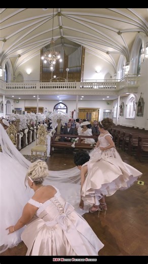 Young beautiful bridesmaids wedding church