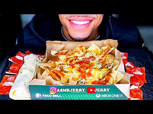 ASMR EATING TACO BELL CHALLENGE JERRY NO TALKING MUKBANG LUNCH DINNER