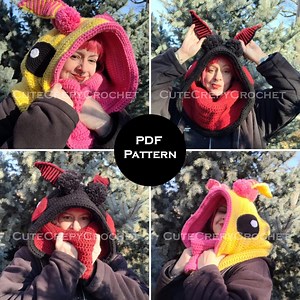 Crochet Pattern, Crochet Cowl Pattern, Hooded Cowl Crochet Pattern, Moth Crochet Pattern, Crochet Neck Warmer, Mothman Crochet Pattern - Etsy