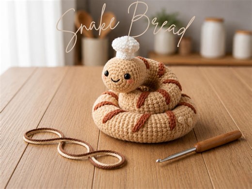 Snake Bread Crochet Pattern, Animal Bread Crochet Pattern, Bakery Animal Amigurumi Pattern, Kawaii Coiled Snake Plushie With a Chef. Hat, - Etsy