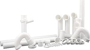 Waxman PlumbCraft 27-Piece Complete Kitchen Sink Drain Repair Kit 7027010N, Various Kitchen Drain Pipes for Repairs to Problem Areas, Drain Assembly for Multiple Sink Pipe Options