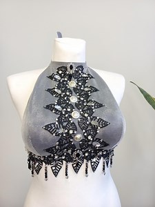 Silver Halter Top for Tribal Fusion, Belly Dance, Burlesque - Etsy UK