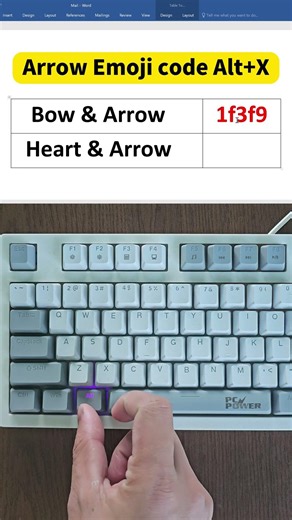 Bow Arrow emoji code in Word #shortvideo #msword #viral