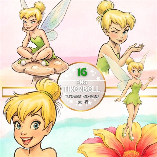 Transparent Background PNG 16 Images of Tinkerbell - Set for Creative Ventures - 300 DPI and 3 Jpg - Etsy