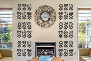 Scandinavian Flower Wall Decal: Retro Mid-century Modern Decor - Etsy