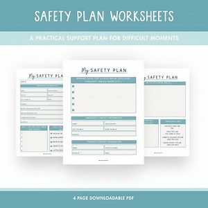 Safety Plan Worksheet Printable, Mental Health Crisis Plan, Suicide Prevention Plan, BPD, DBT, Self Harm Prevention, Digital Download