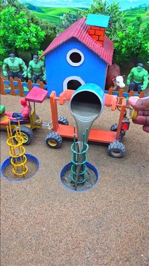 😱 Amazing Mini Tractor Making Cement Pillar | DIY Real Working Construction Machine 🚜 #shorts