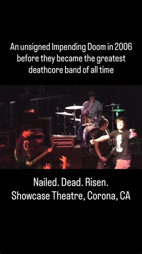 25K views · 2.1K reactions | This footage of @impendingdoom in 2006 is GNARLY  What a time to be part of the scene. I wouldn’t know though, I was too busy stressing about the 5th grade that year. When this was filmed, Impending Doom only had their demo ‘The Sin and Doom of Godless Men’, which means this track hadn’t even been released yet! Doom has been doing this for 20 years and hasn’t shown any signs of slowing down落  xgabex/yt | KingdomCore | Facebook