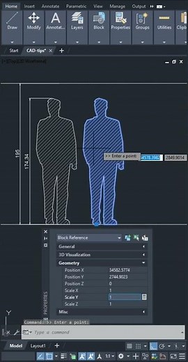 AutoCAD Tips - 40 Scaling an Object in One Direction #Shorts #autocad