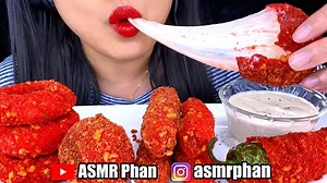 ASMR Phan on Instagram: "ASMR EATING SOUNDS. Popular Hot Cheeto Foods. Can you guess all 5 items? Full video is on YouTube! Channel link is in the bio. See you guys there! . . . . . . . . . . . #asmr #asmreating #letseat #cheetos #mozzarellaonionrings #mozzarellasticks #asmrcommunity #mukbang #cheese #fastfood #macncheese #hotcheetos #pickles #friedfood #fries #asmrsounds #eatingshow #eatingsounds #chickennuggets #cheatmeal #lobster #friedchicken #satisfying #cravings #onionrings #crispy #fried 