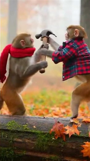 Red-Collared Macaques Battle in Fog, Cat Watches, Hammer Smashes!