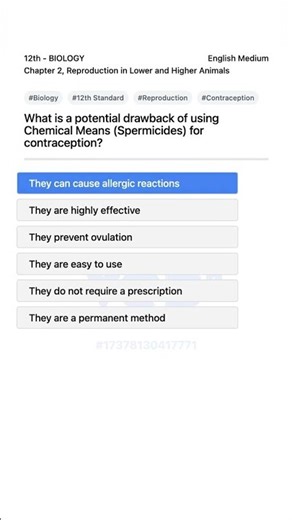 Biology 12th Reproduction Contraception Drawbacks