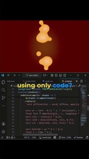 How to create this lava effect by using HTML,CSS and JAVASCRIPT in VS code.