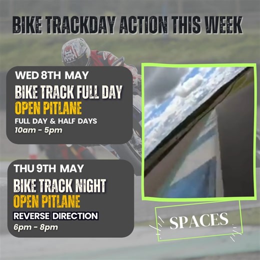 7.9K views · 17 reactions | Bike Trackdays at Knockhill this week Wed 8th May https://www.knockhill.com/trackdays/-bike-trackday-08-may-2024 Full Day and Half Days available Thu 9th May https://www.knockhill.com/trackdays/bike-track-night-open-session-may-09-24 Track Night Reverse Direction | Knockhill Racing Circuit | Facebook