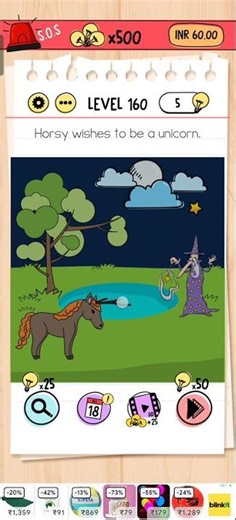 Brain Test Game Level 160 Horsy Wishes to be Unicorn Solution