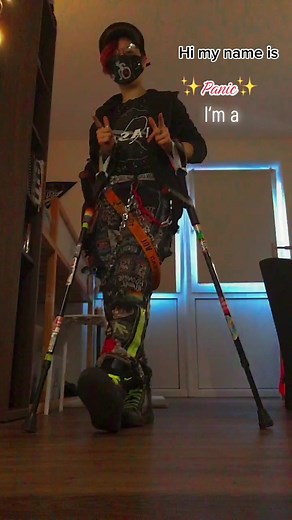My turn looks like a golden retriever making a trick to get a treat lol #cripplepunk #cripple #demiboy #dino #panic #punk #cpunk #punkisinclusive #disabledpunk #patchpants #punkpants #crippletok #disabled #neurospicy #nd #alternative #punkboy #gay #lgbtq #fyp #ootd