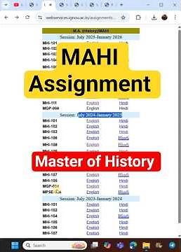 🔥IGNOU MAHI Assignment 2025 | Master of History Assignment Submission Details & Valid Assignment