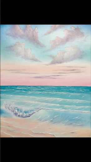 Pastel Ocean Vibes — Watch This Peaceful Seascape Come to Life 🎨💖 #timelapsepainting #oceanart