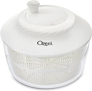 Ozeri Italian Made Fresca Salad Spinner and Serving Bowl, BPA-Free,White, 4.4 qt
