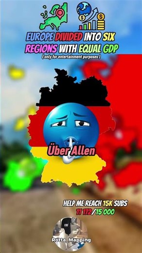 Europe Divided into Six regions with equal GDP. 💰 #map#mapping#mapper#geography#europe#countries#fyp