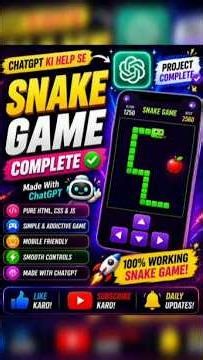 🐍 ChatGPT Se Snake Game Bana Liya! 😱 | No Laptop ❌ | Mobile Se Coding 📱